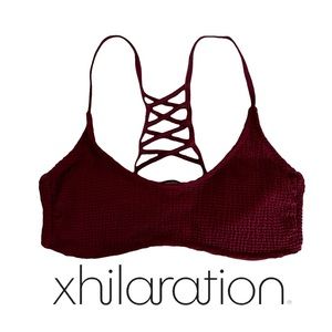 Red Smocked Bikini Criss Cross Back